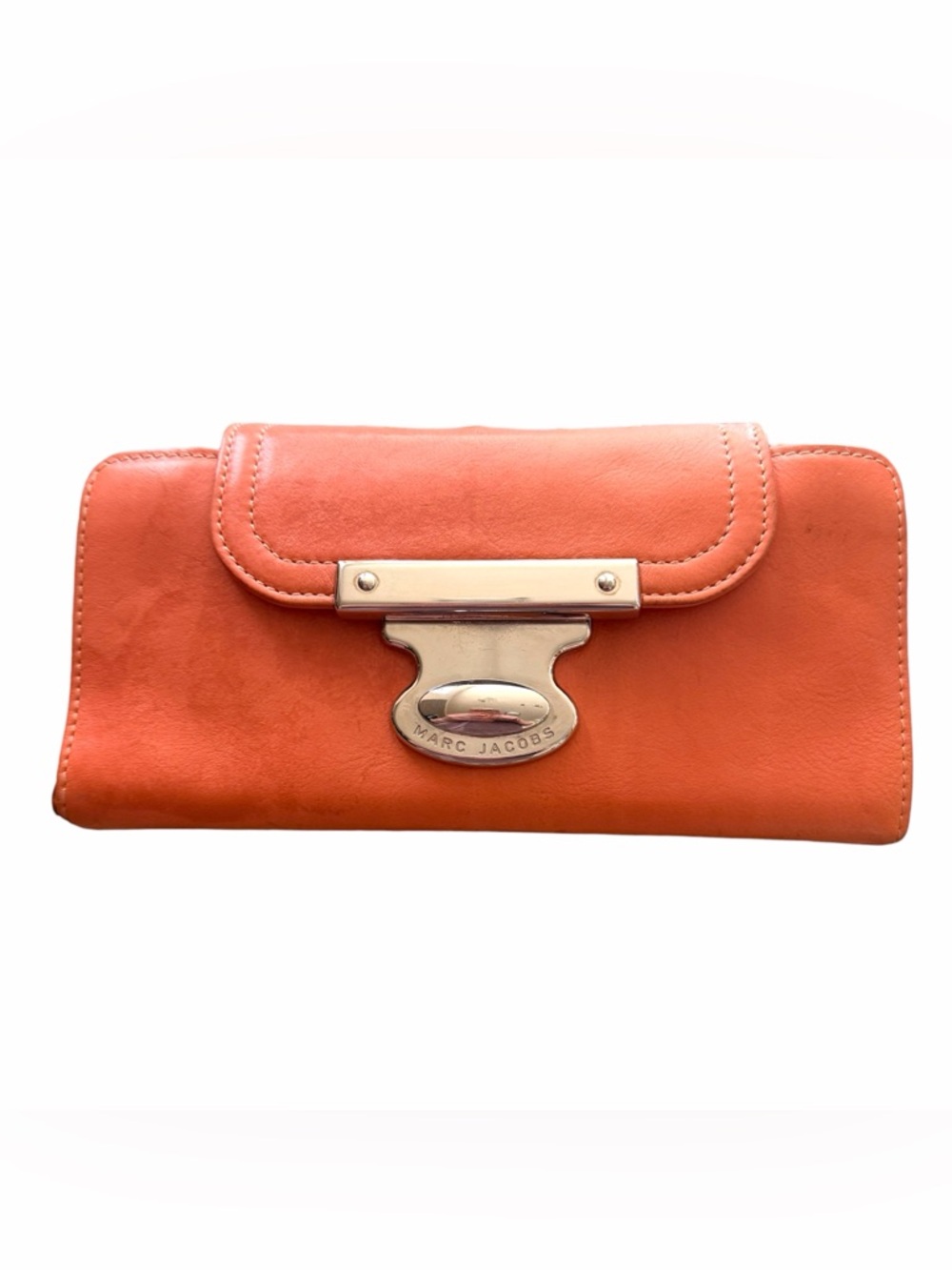 Marc Jacobs Sherbet Leather Clutch Wallet Chunky Silver Hardware